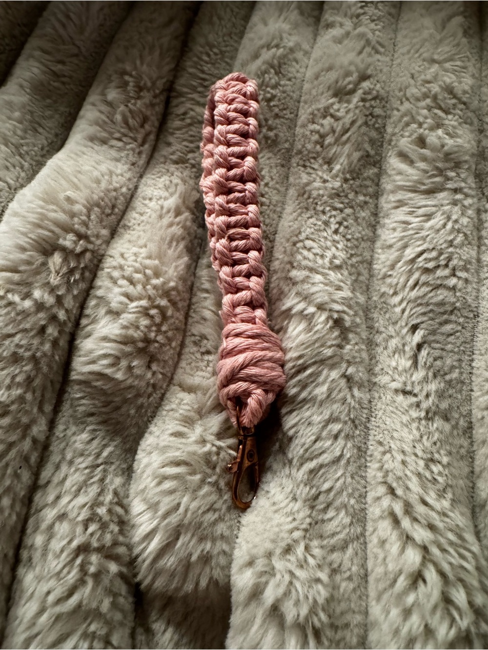 Handmade Braided Wristlet Keychain - Dusty Rose